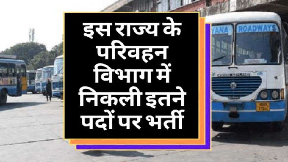 Transport Department Recruitment 2023 : इस राज्य के परिवहन विभाग में निकली इतने पदों पर भर्ती, आठवीं पास कर सकते हैं आवेदन