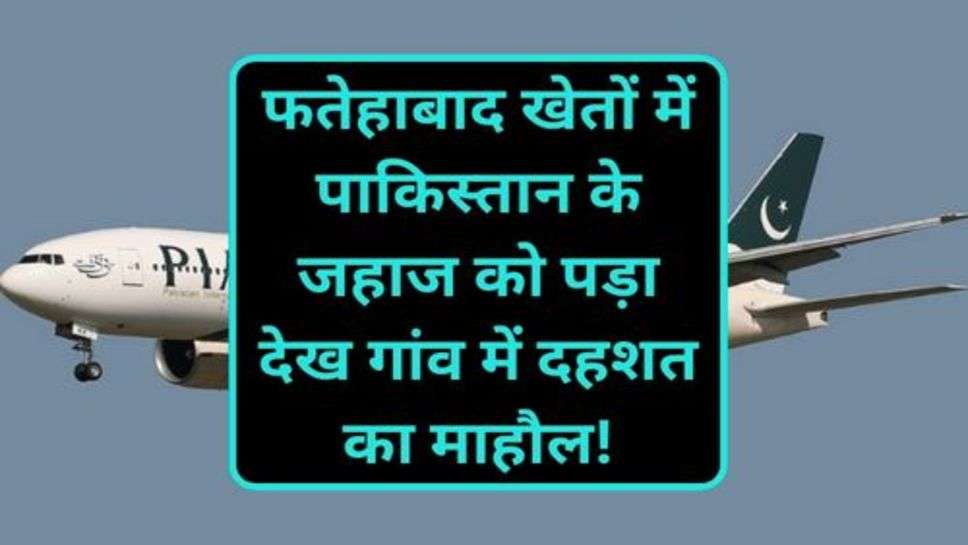 Haryana News: फतेहाबाद खेतों में पाकिस्तान के जहाज को पड़ा देख गांव में दहशत का माहौल!