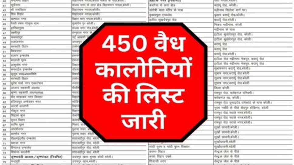 Illegal Colonies : 450 वैध कालोनियों की लिस्ट जारी, जानें अपने शहर का नाम