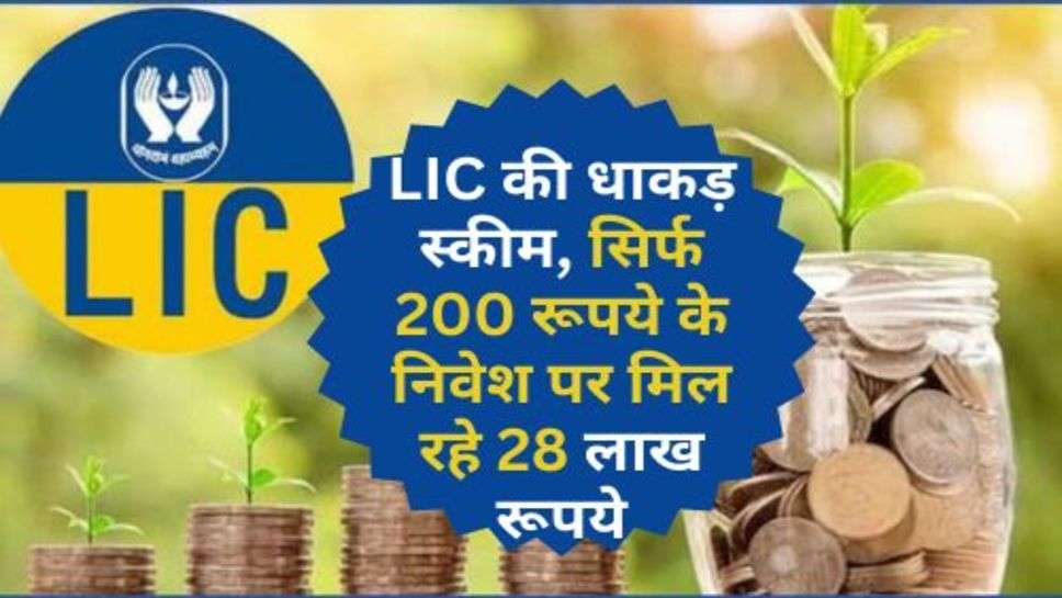 LIC की धाकड़ स्कीम, सिर्फ 200 रूपये के निवेश पर मिल रहे 28 लाख रूपये